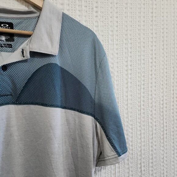 Oakley Men's Sand Block Polo Shirt Blue and Gray Size X-Large - Picture 3 of 13